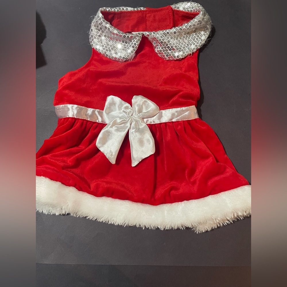 Dog Christmas dress and collar set